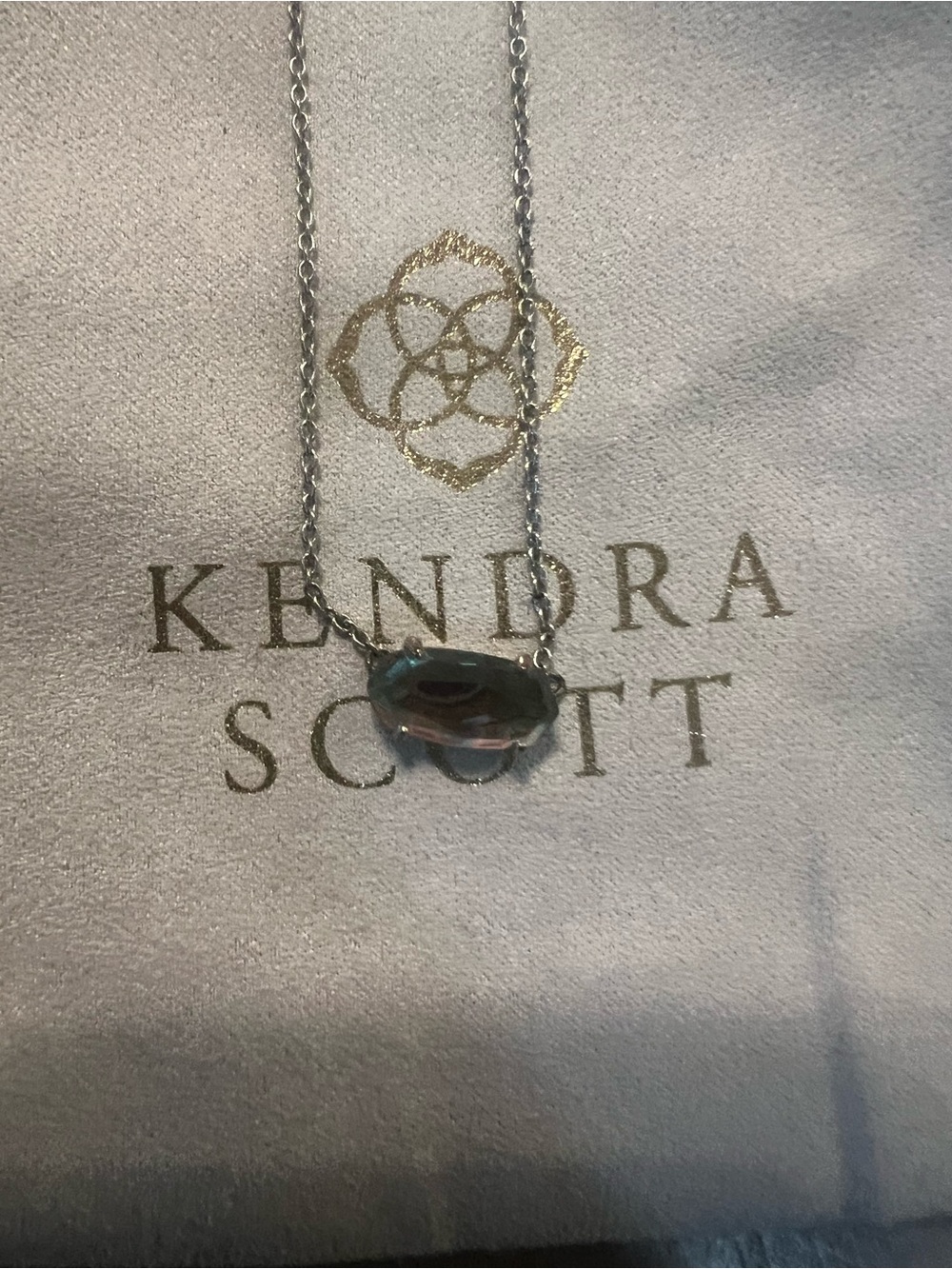 Kendra Scott Iridescent Blue-Green Drusy Pendant Necklace